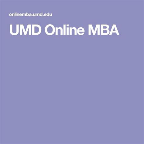 umd online mba requirements